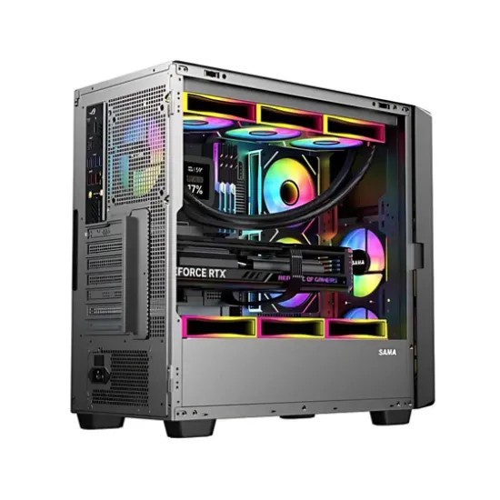 SAMA V Play 4367 Mid Tower Case ATX, With Monitor 7 inch - Black (BTF)