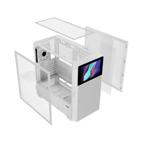 SAMA V Play 4367 Mid Tower Case ATX, With Monitor 7 inch - White (BTF)