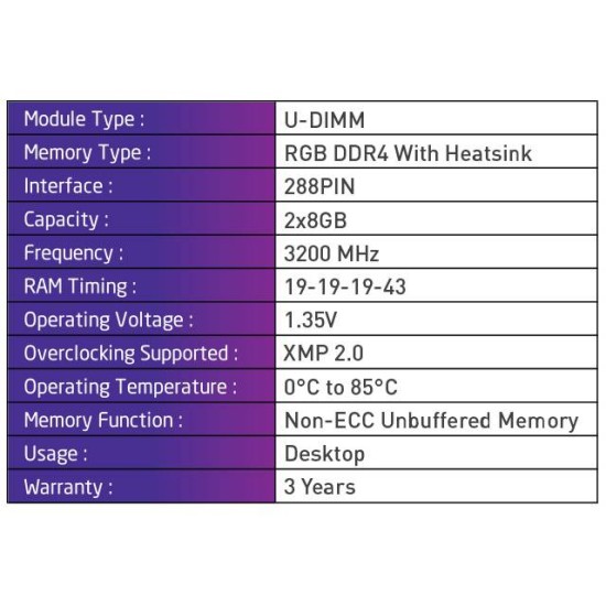 Black Wolf: RGB DDR4 RAM (2x8GB-3200 MHz)