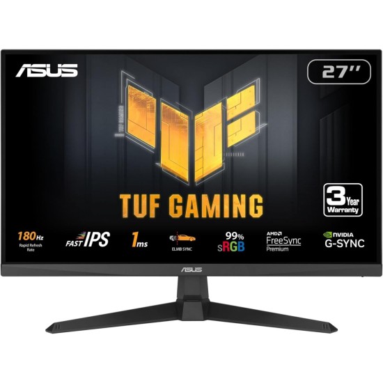 شاشة ASUS TUF Gaming VG279Q3A-W 27 FHD (1920x1080) 180Hz 1Ms Fast IPS، شاشة بيضاء