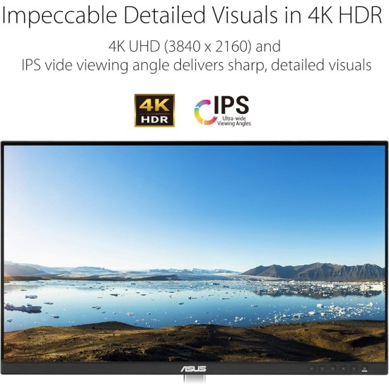 شاشة ASUS ProArt PA279CRV مقاس 27 بوصة بدقة 4K (3840x2160) وتردد 60 هرتز ومدة استجابة 5 مللي ثانية وألوان IPS وألوان RGB بنسبة 100%