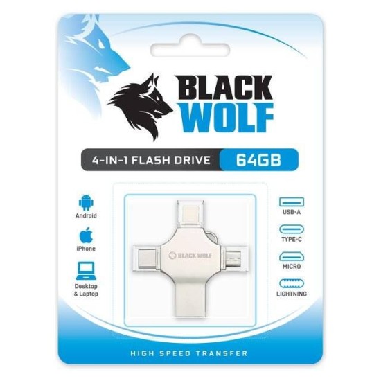 Black Wolf 4-in-1 Flash Drive 64GB