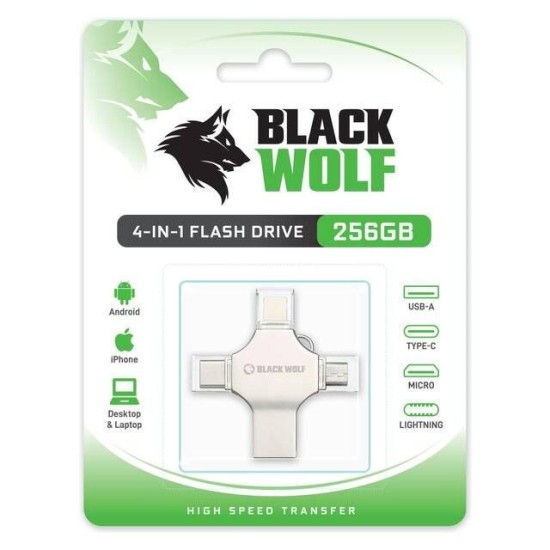 Black Wolf 4-in-1 Flash Drive 256GB