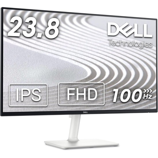 شاشة Dell S2425H - شاشة 23.8 بوصة، FHD (1920x1080)، معدل تحديث 100 هرتز، نسبة تباين 1500:1، TÜV Rheinland Eye Comfort 4 Star، مكبر صوت مدمج 2x5 وات، ارتفاع/إمالة/دوران/محور - أبيض رمادي