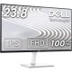 شاشة Dell S2425H - شاشة 23.8 بوصة، FHD (1920x1080)، معدل تحديث 100 هرتز، نسبة تباين 1500:1، TÜV Rheinland Eye Comfort 4 Star، مكبر صوت مدمج 2x5 وات، ارتفاع/إمالة/دوران/محور - أبيض رمادي