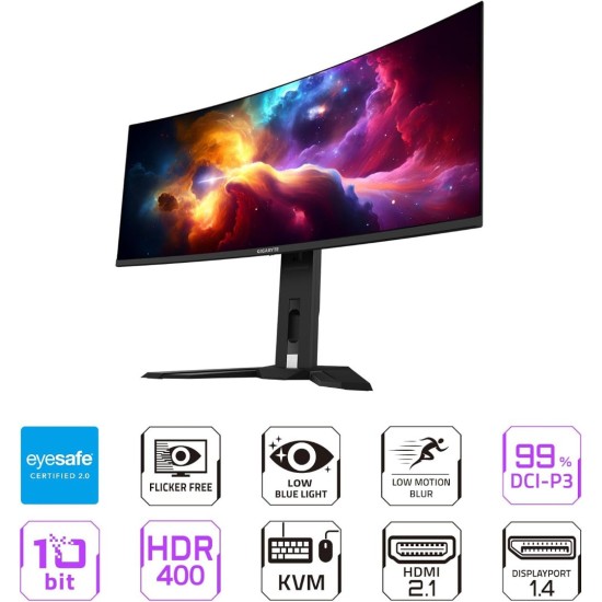 Gigabyte 34" WQHD OLED 240 Hz Ultrawide Curved Gaming Monitor (Black)