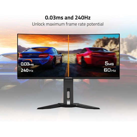 Gigabyte 34" WQHD OLED 240 Hz Ultrawide Curved Gaming Monitor (Black)