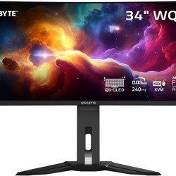 Gigabyte 34" WQHD OLED 240 Hz Ultrawide Curved Gaming Monitor (Black)