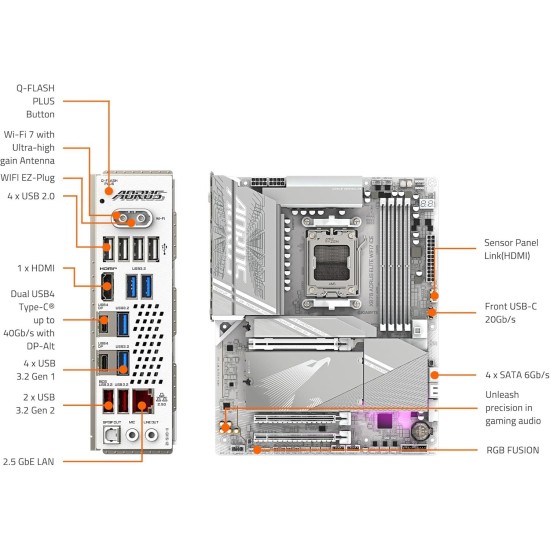 Gigabyte X870 AORUS ELITE WIFI7 ICE, Motherboard Gigabyte X870 AORUS ELITE WIFI7 ICE, Motherboard