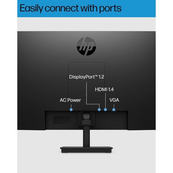 HP P27 G5 Monitor, 27" FHD IPS Display, 75Hz Refresh Rate, 5ms (GtG with Overdrive) Response Time, On-Screen Controls, 3-Sided Borderless, Adjustable Height & Tilt, Black