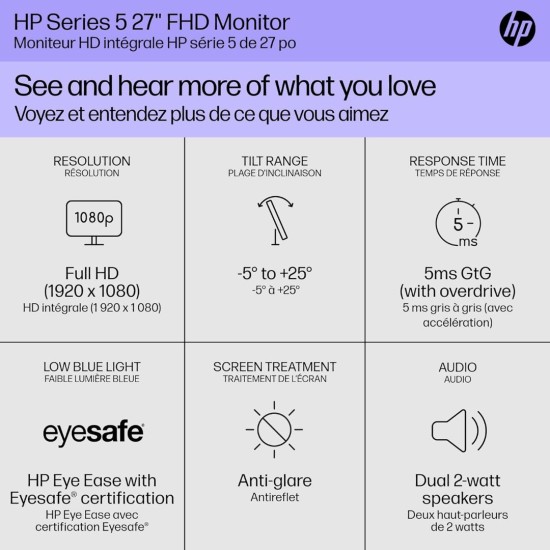 HP Series 5 27 inch FHD Monitor, Full HD Display