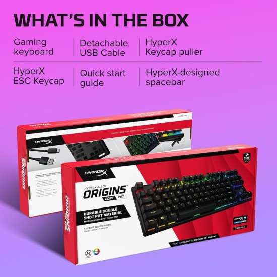 HyperX Alloy Origins PBT HX Red - لوحة مفاتيح ميكانيكية للألعاب