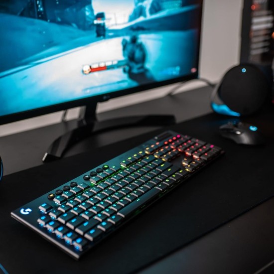 لوحة مفاتيح الألعاب الميكانيكية Logitech G915 LIGHTSPEED RGB، مفتاح مفتاح اللمس GL منخفض المستوى، LIGHTSYNC RGB، دعم LIGHTSPEED اللاسلكي والبلوتوث المتقدم - اللمس