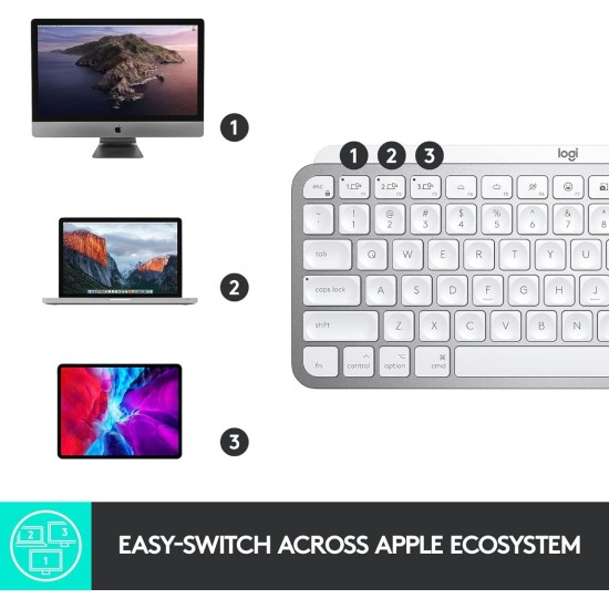 لوجيتك MX Keys لوحة مفاتيح لاسلكية صغيرة لنظام التشغيل Mac