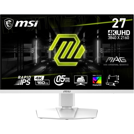 شاشة MSI MAG 274URFW UHD 4K (3840x2160) 160Hz 0.5Ms Rapid IPS Flat - بيضاء