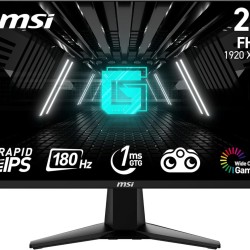 MSI G255F، شاشة ألعاب مقاس 24.5 بوصة، 1920 × 1080 (FHD)، Rapid IPS، 1 مللي ثانية، 180 هرتز، HDR Ready، HDMI، Displayport