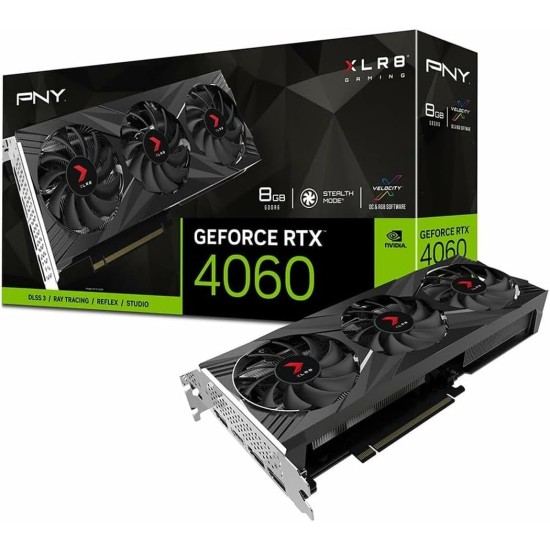 PNY GeForce RTX™ 4060 8GB XLR8 Gaming VERTO™ Triple Fan PNY GeForce RTX™ 4060 8GB XLR8 Gaming VERTO™ Triple Fan