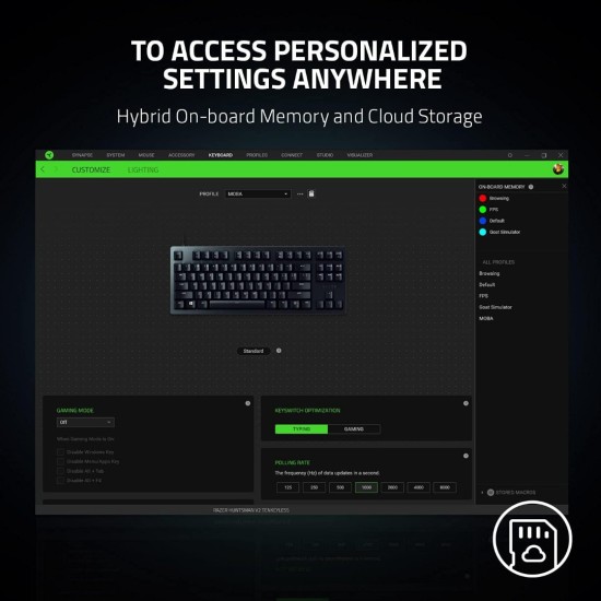 Razer Huntsman V2 Tenkeyless - لوحة مفاتيح الألعاب الضوئية (مفتاح أحمر خطي)