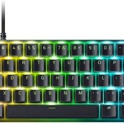 لوحة مفاتيح الألعاب Razer Huntsman Mini 60%، مفتاح أرجواني، مفاتيح بصرية ميكانيكية، أغطية مفاتيح Doubleshot PBT، كابل USB-C قابل للفصل، تخطيط أمريكي - أسود