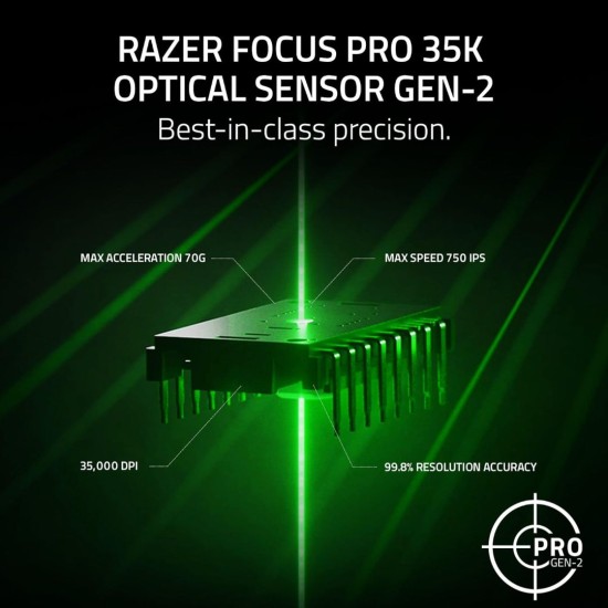 ماوس ألعاب سلكي/لاسلكي من Razer Viper V3 Pro، تصميم خفيف الوزن 54 جرام، مستشعر بصري 35K Gen 2 DPI، عمر بطارية يصل إلى 95H، مفاتيح الماوس الضوئية Gen 3، أسود