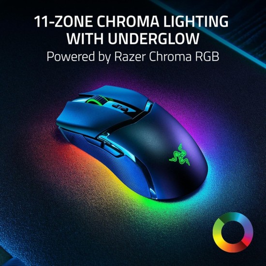 ماوس الألعاب اللاسلكي Razer Cobra Pro، Razer Chroma RGB، مستشعر بصري Focus Pro 30K، حتى 30000 نقطة في البوصة، 8 أزرار قابلة للبرمجة، كابل Speedflex USB من النوع C، أسود