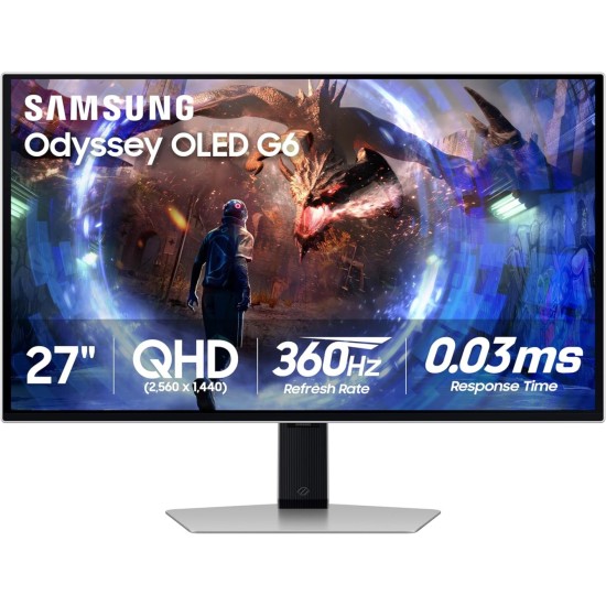 Samsung Odyssey OLED G6 G60SD 27" 1440p 360 Hz Gaming Monitor (Silver)