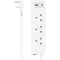 Hama D3223861 3-Way USB C/A 20W PD UK Plug Power Strip, 2 Meter Length, White