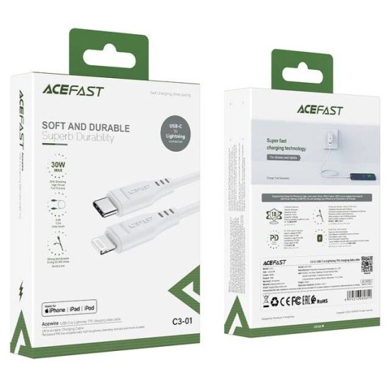 AceFast USB-C to Lightning (C3-01) Cable (White)