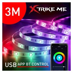 شريط LED Xtrike Me 3M RGB (HT-5050-B3) مع التحكم عبر تطبيق USB BT